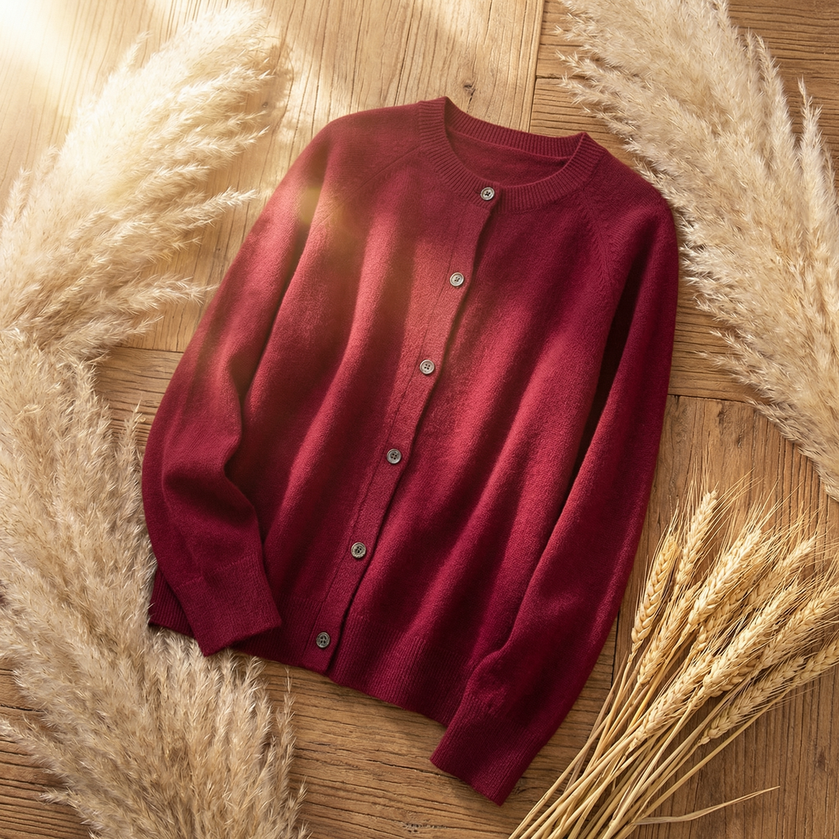 Women's Merino Wool Cardigan UK – classic button front, view 5