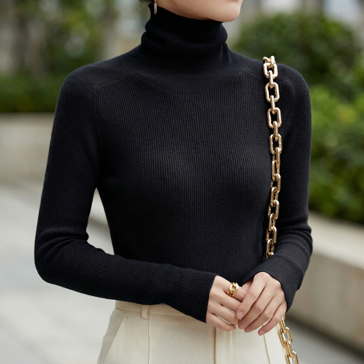 Women's Cashmere Turtleneck Jumper – soft minimal knit – product view 7