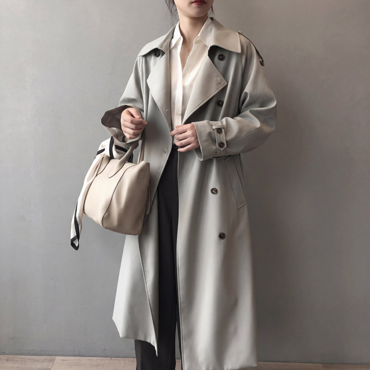 Women's Gabardine Trench Coat UK – belted double-breasted, view 2