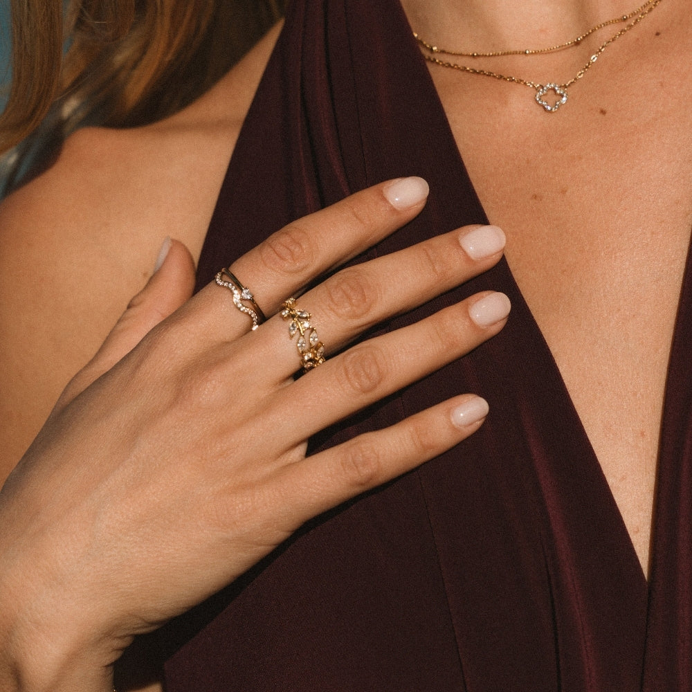 The Vine – Women's 18K Gold Crystal Ring | Huna Signatures