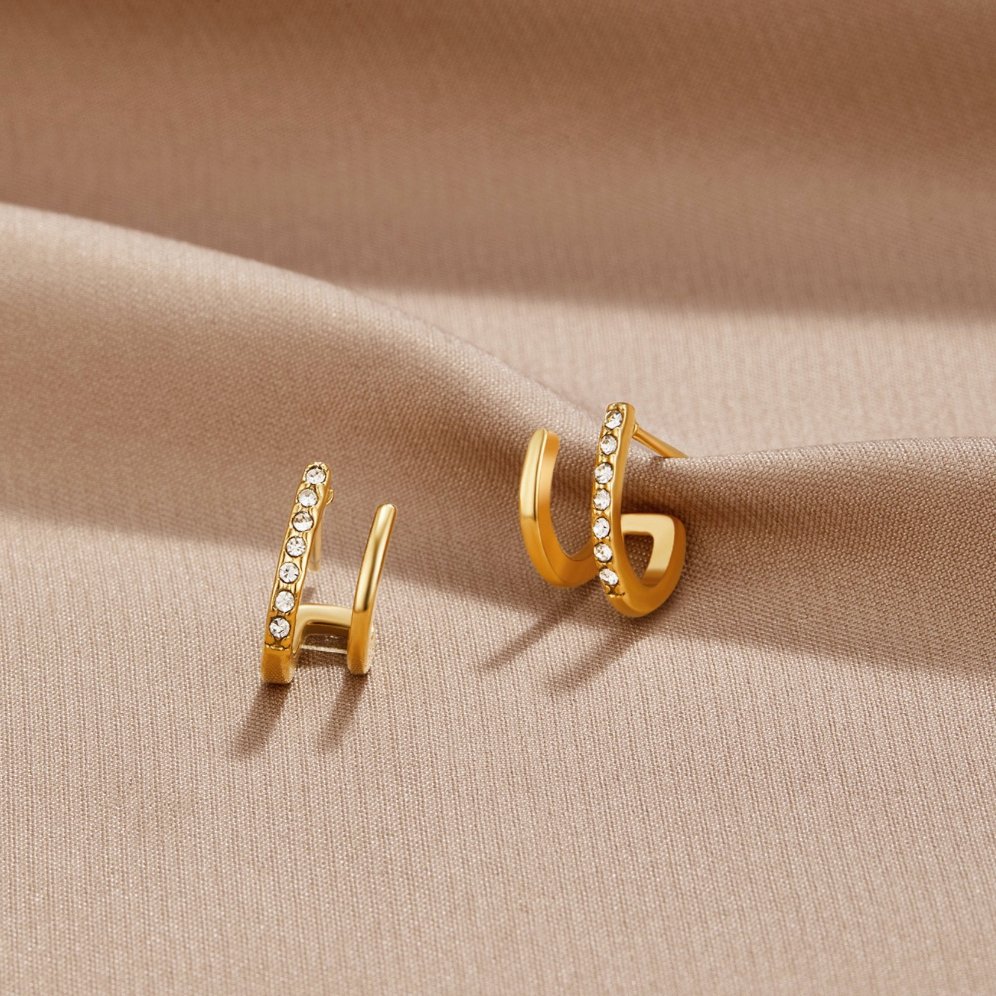 The Claw – Women's 18K Gold Crystal Earrings | Huna Signatures