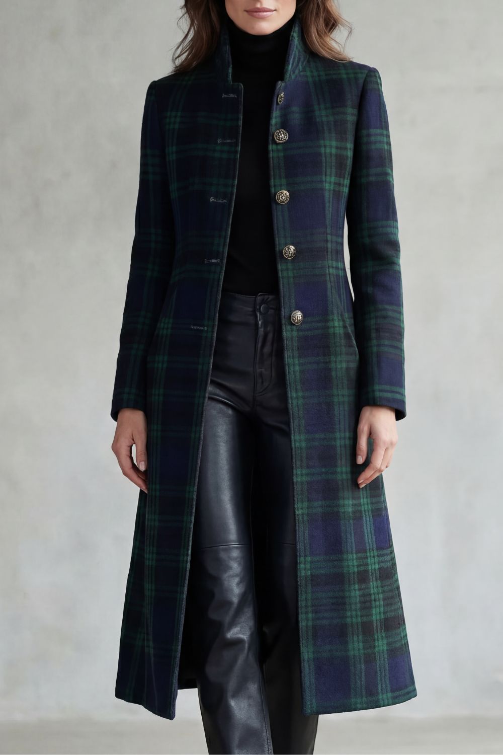 Women's check wool coat – The Damarielle by Huna – view 1