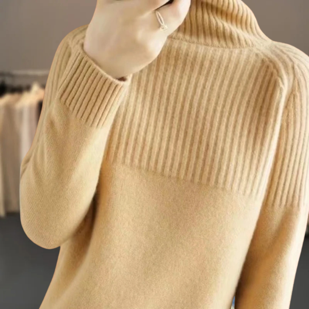 Women's Ribbed Roll Neck Jumper UK – slim layering fit, view 4