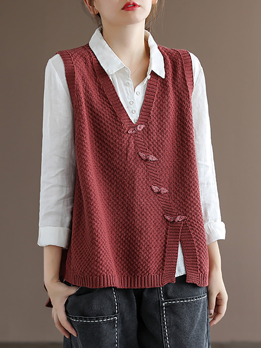 Women's Plus Size Button Knit Cardigan – cotton v-neck high-low hem, view 3 | The Ilaria | Huna