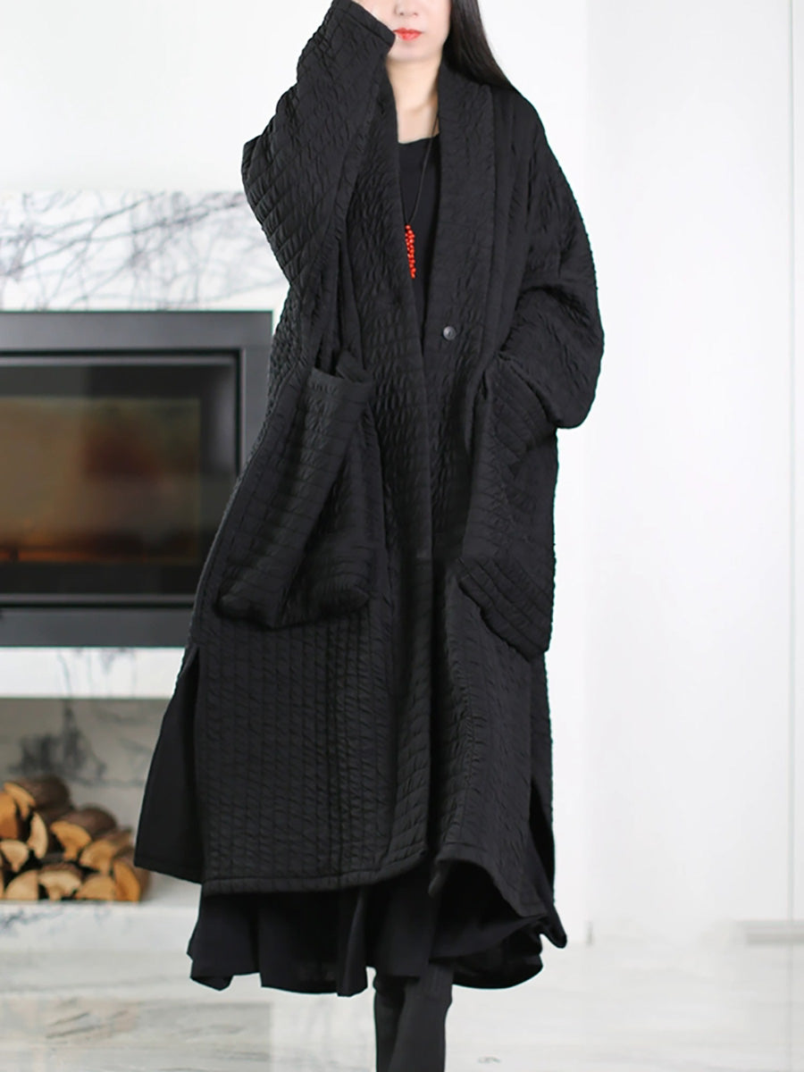 Women's Plus Size Padded Long Coat – hooded winter layer, view 3 | The Oriane | Huna