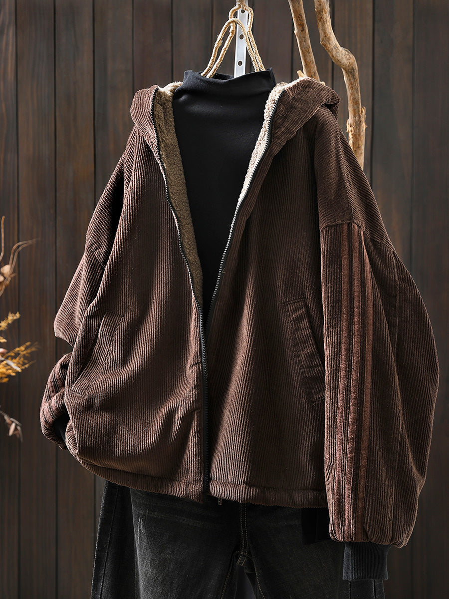 Women's Plus Size Fleece Jacket – hooded winter layer, view 2 | The Melusine | Huna