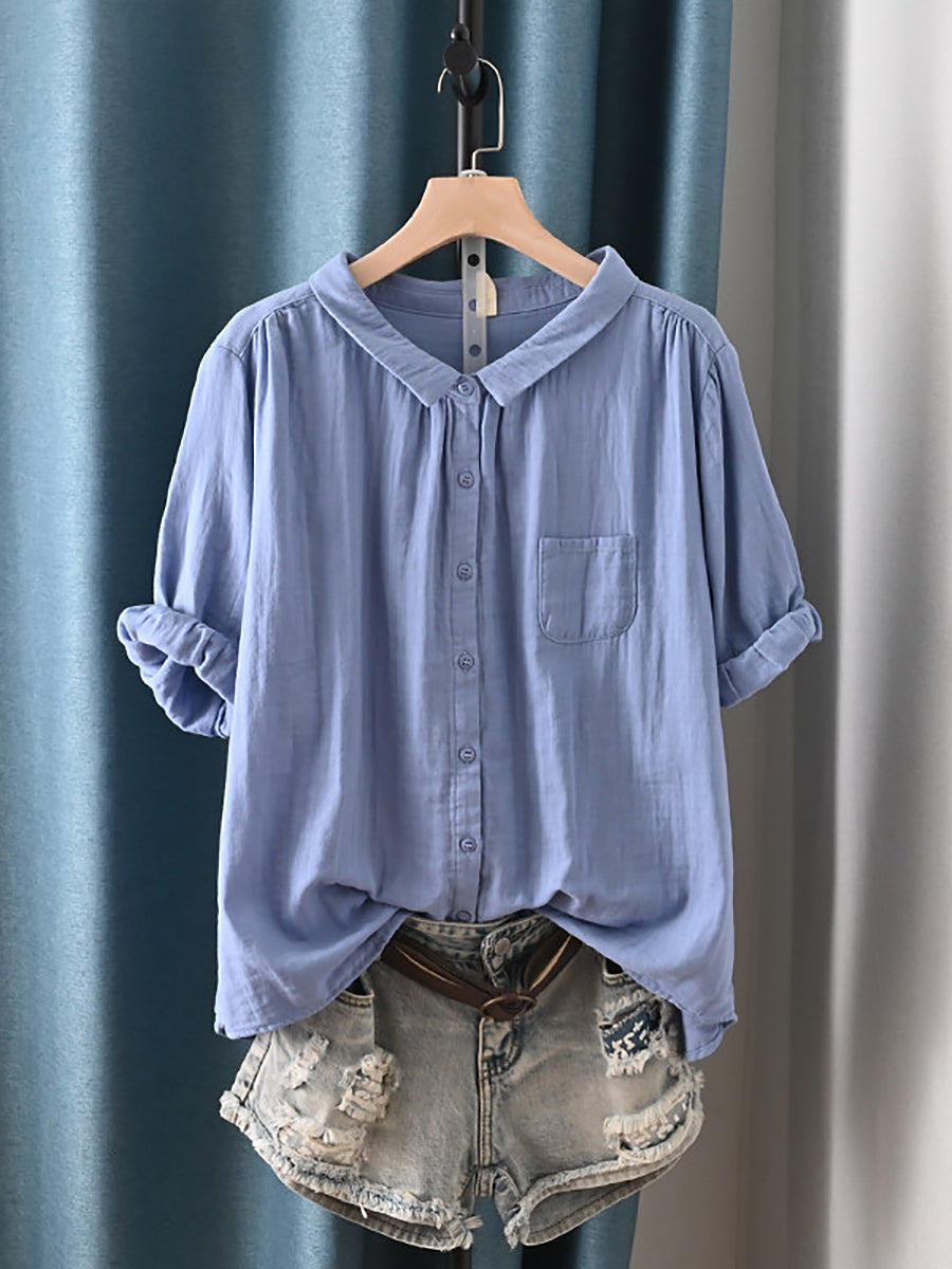 Women's Plus Size Cotton Top – round neck short or long sleeve, view 1 | The Calanthe | Huna
