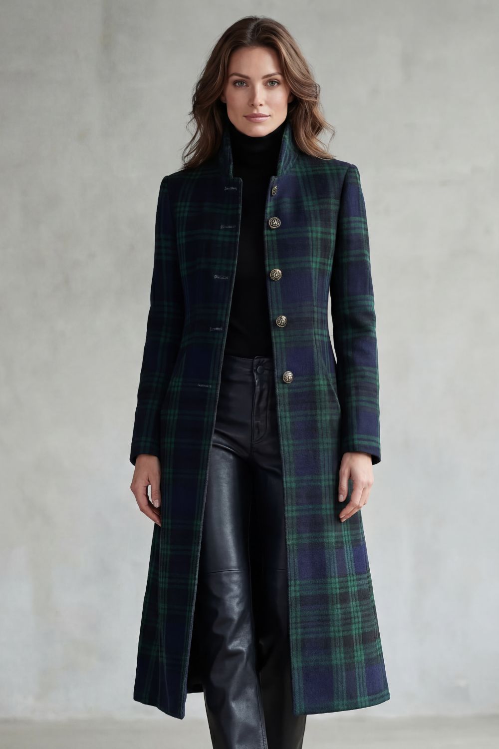 Women's check wool coat – The Damarielle by Huna – view 2