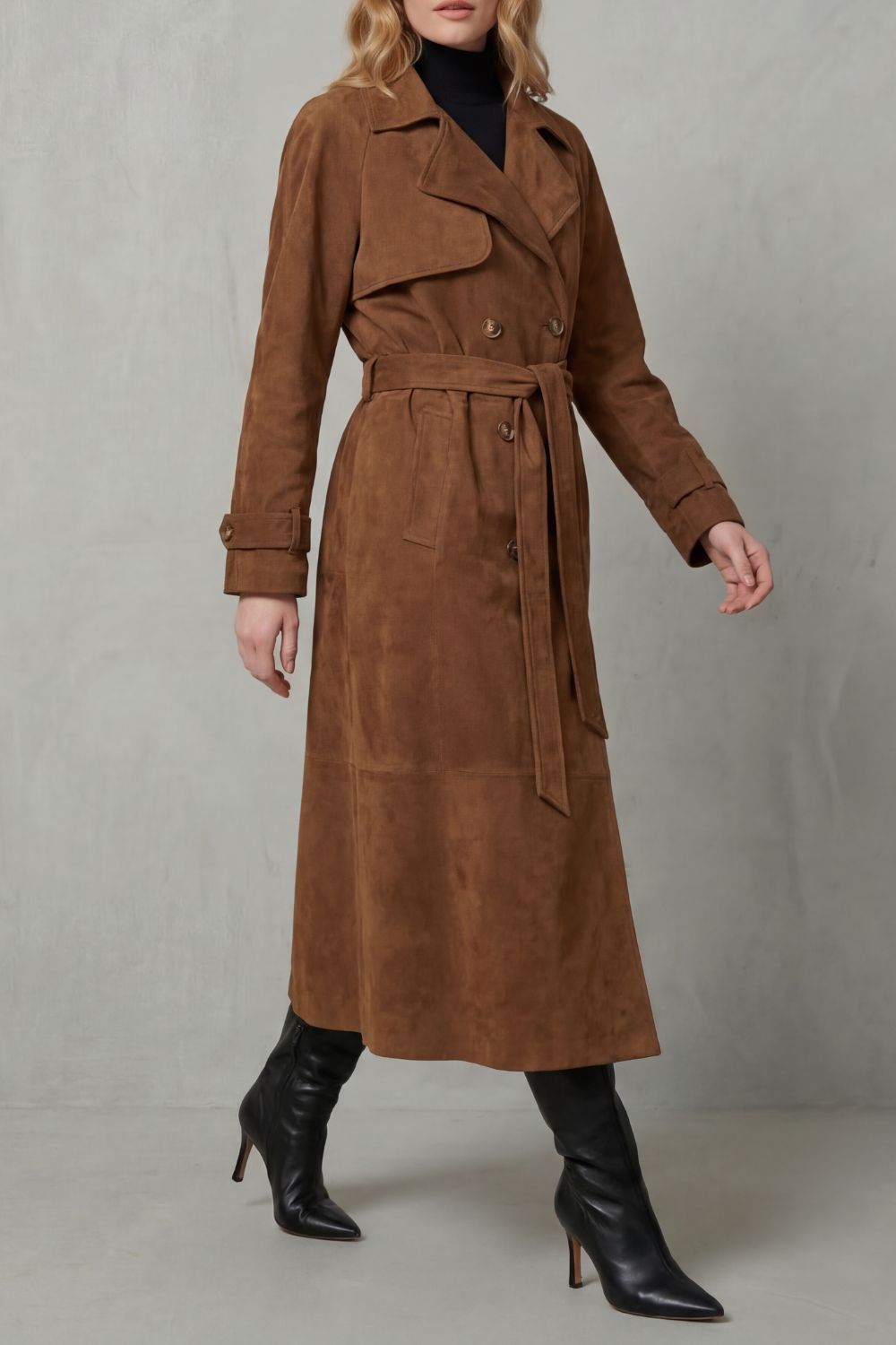 Women's suede trench coat – The Nerissa-Rose by Huna – view 3