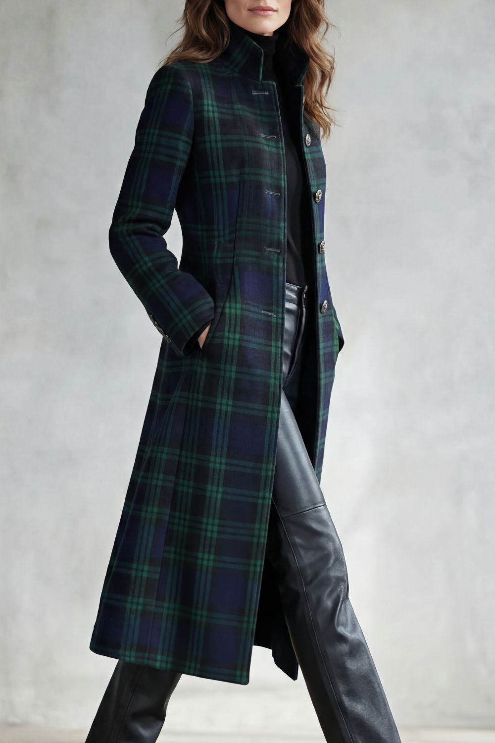 Women's check wool coat – The Damarielle by Huna – view 3