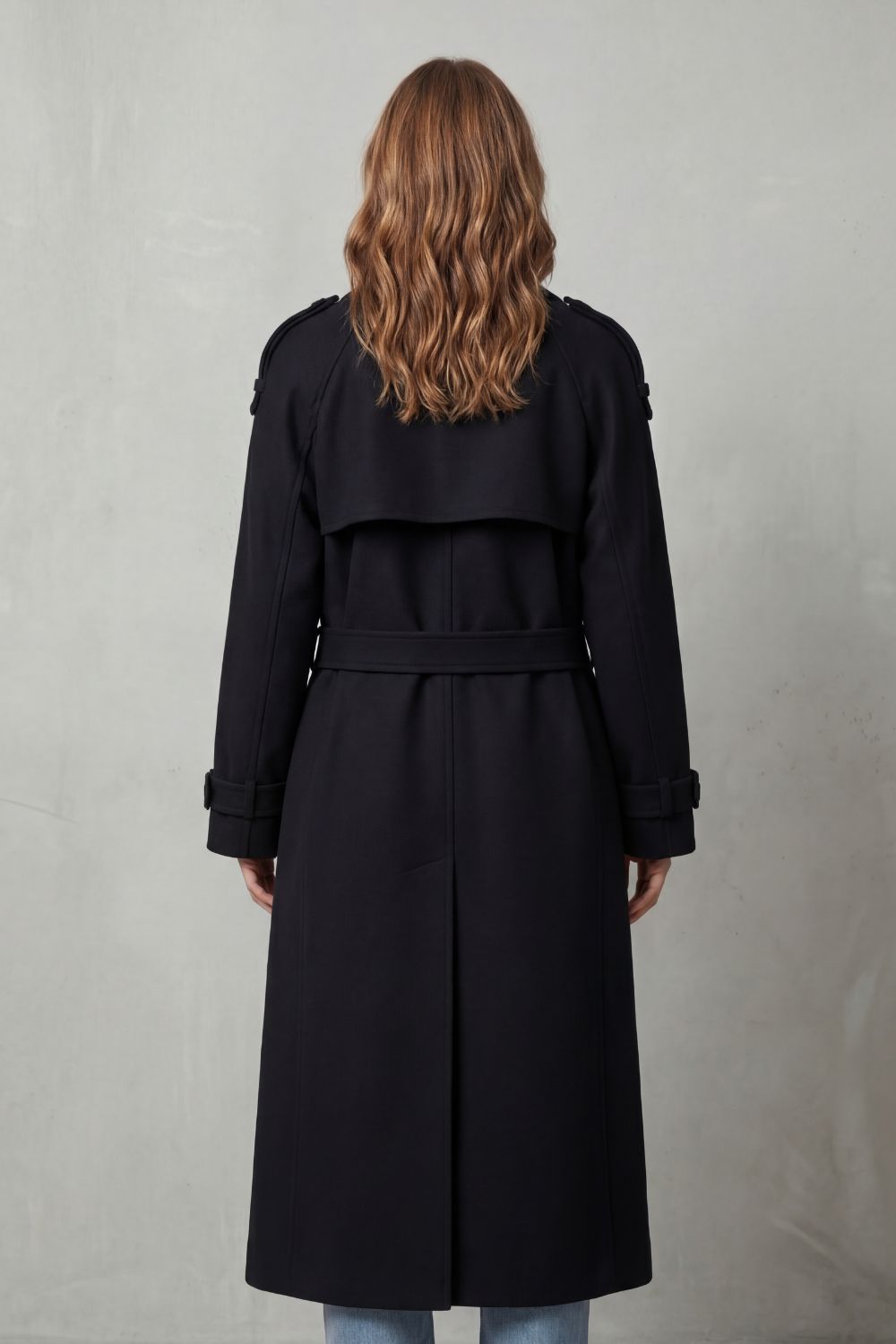Women's black trench coat – The Liorenne by Huna – view 3