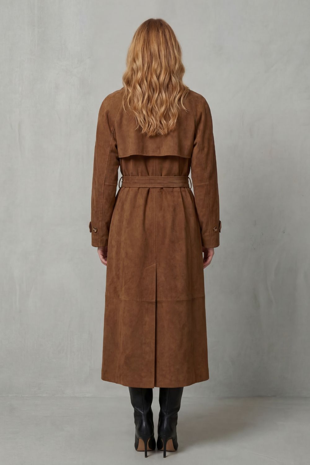 Women's suede trench coat – The Nerissa-Rose by Huna – view 4
