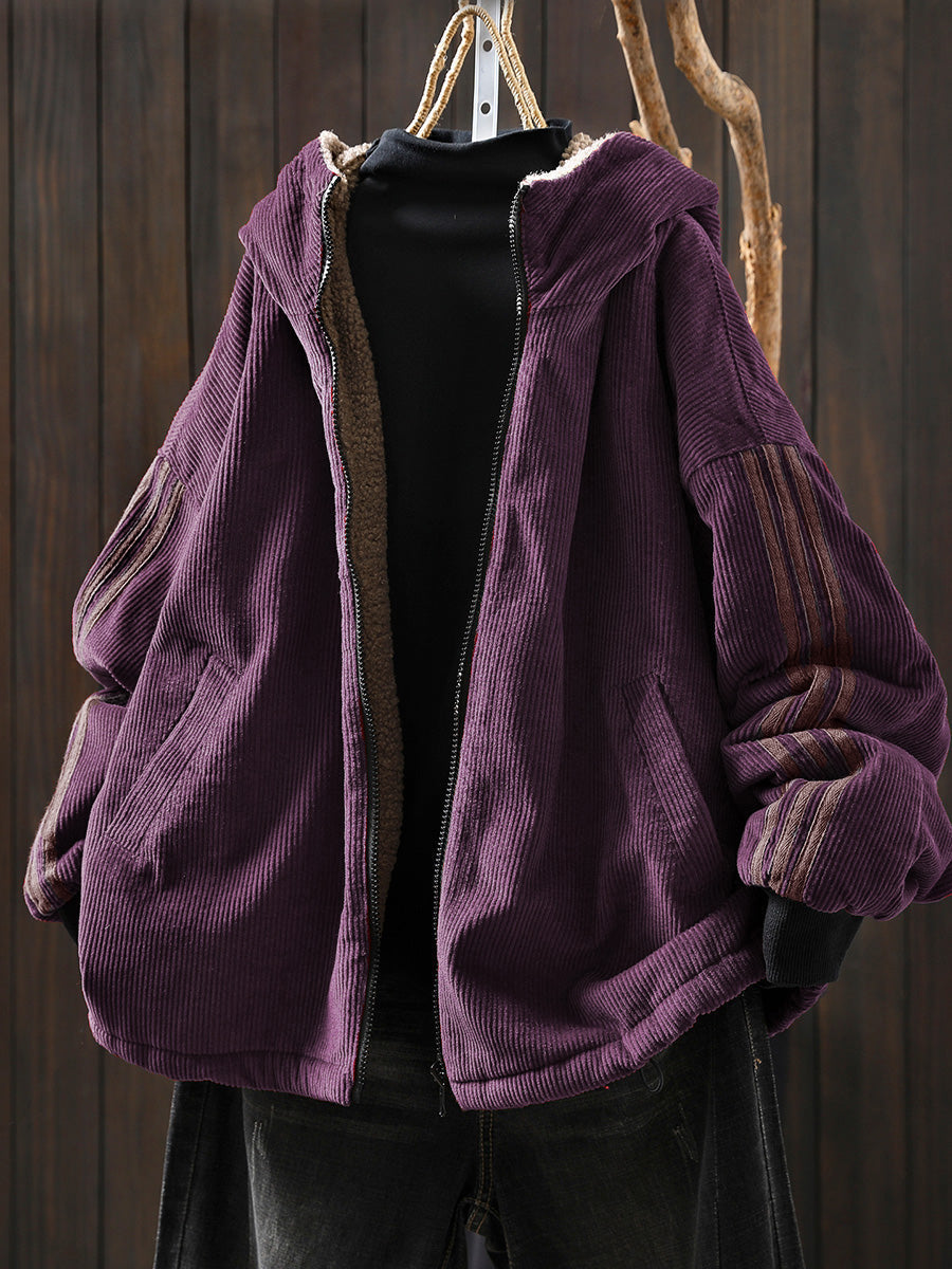 Women's Plus Size Fleece Jacket – hooded winter layer, view 8 | The Melusine | Huna