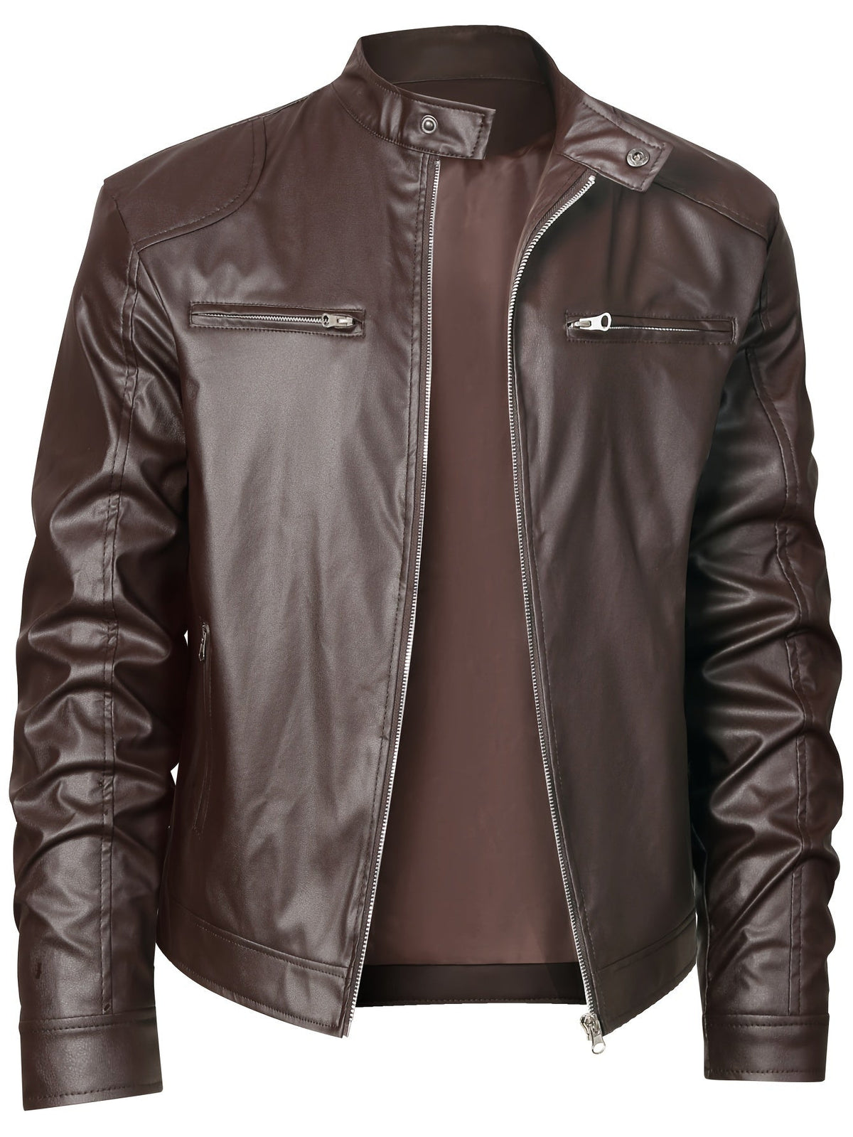 Men's pu leather moto jacket – The Roman by Huna – view 3