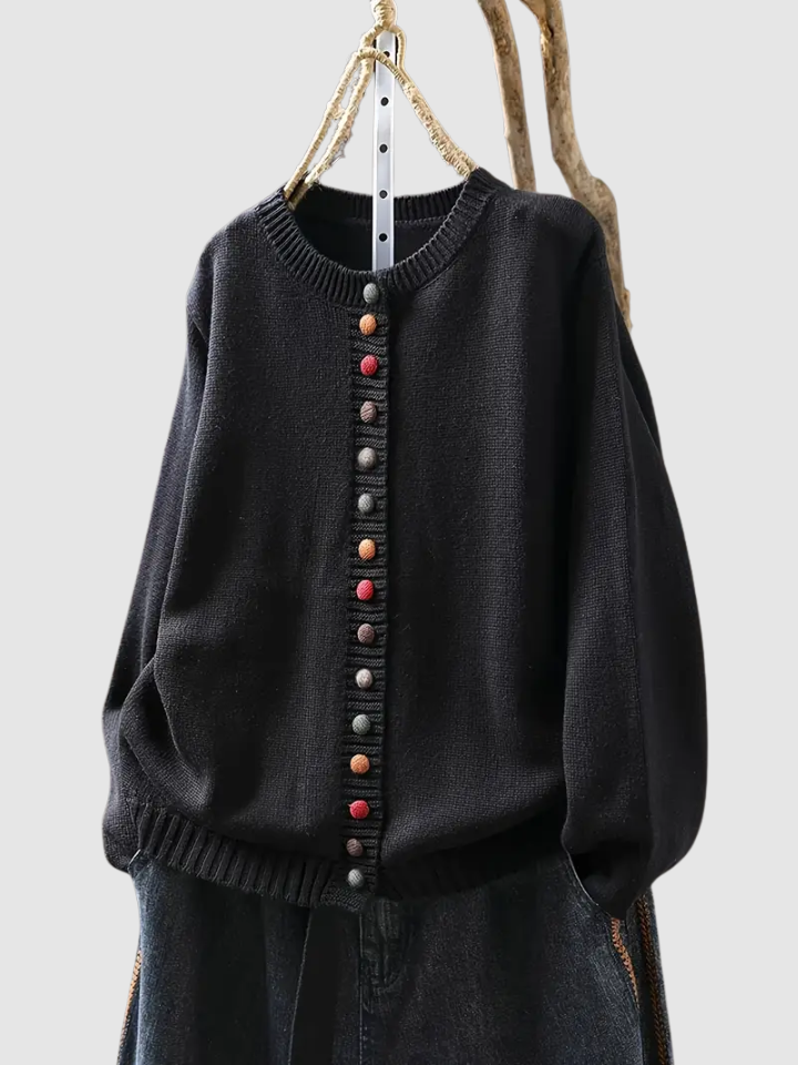 Women's Knitted Cardigan UK – classic button front, view 5