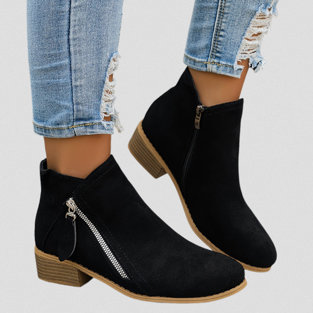 Women's Comfort Zip Ankle Boots – cushioned everyday fit, view 4 | The Araminta | Huna