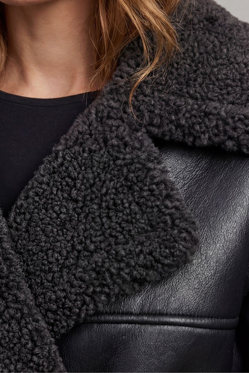 Women's belted shearling coat – The Maristelle by Huna – view 5