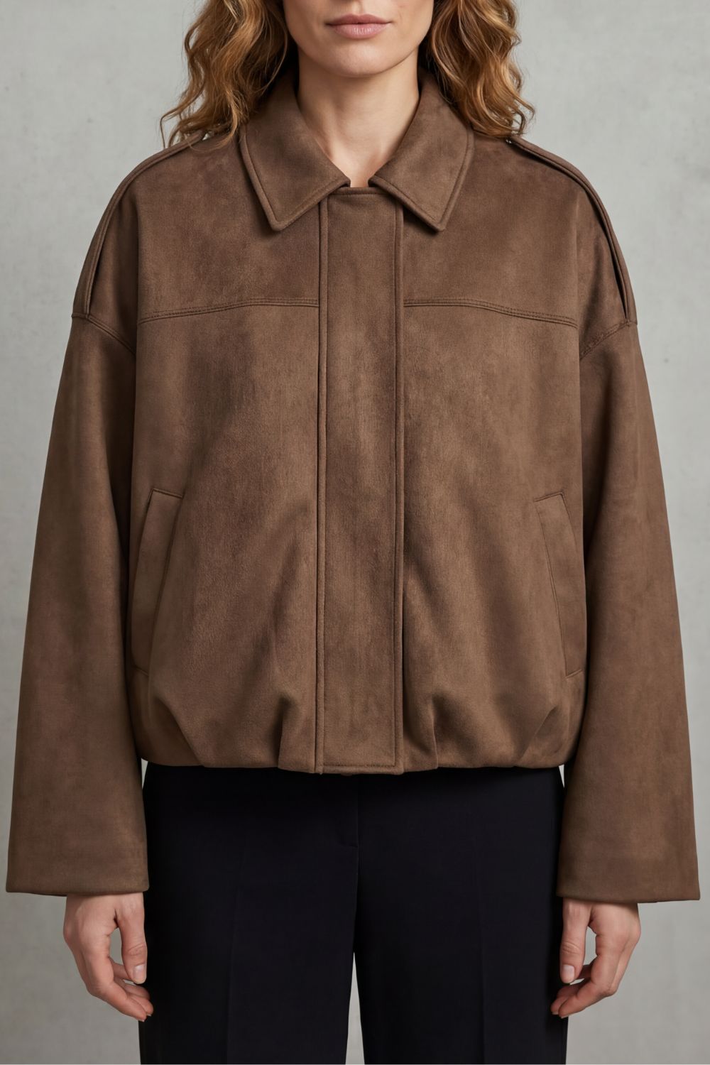 Women's Suede Bomber Jacket – The Kalliane, view 5