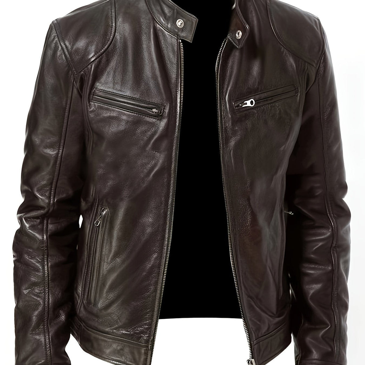 Men's pu leather moto jacket – The Bryson by Huna – view 7
