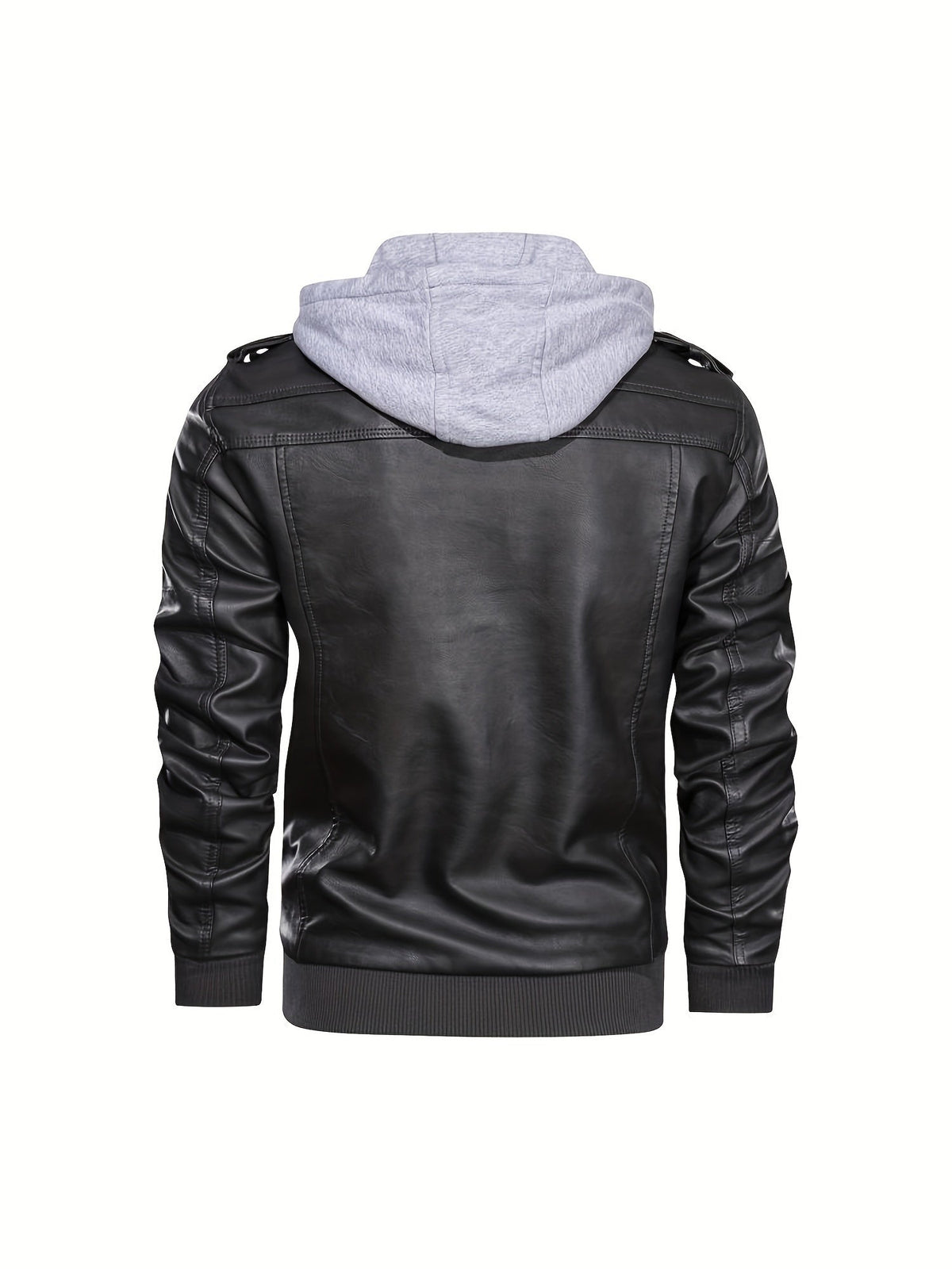 Men's hooded pu leather jacket – The Maddox by Huna – view 13