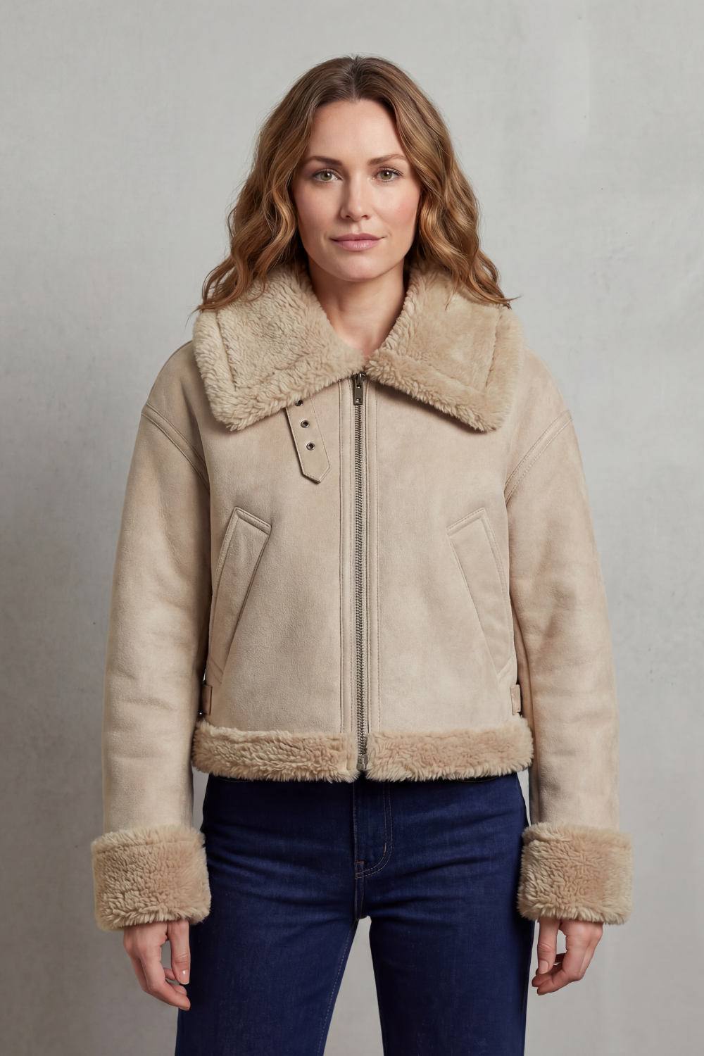 Women's Fleece Aviator Jacket – The Lavendria, view 10