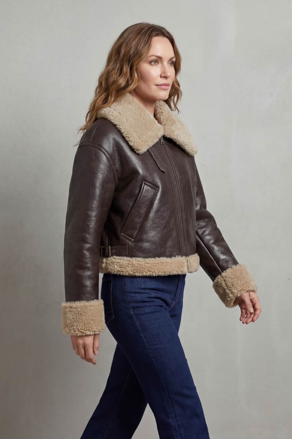 Women's Fleece Aviator Jacket – The Lavendria, view 3