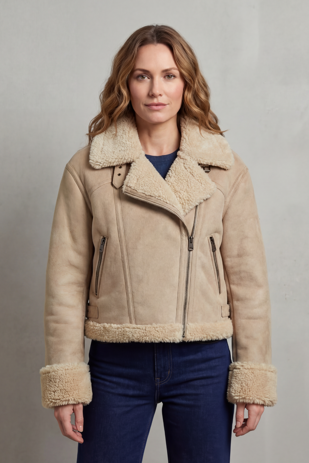 Women's Fleece Aviator Jacket – The Lavendria, view 6