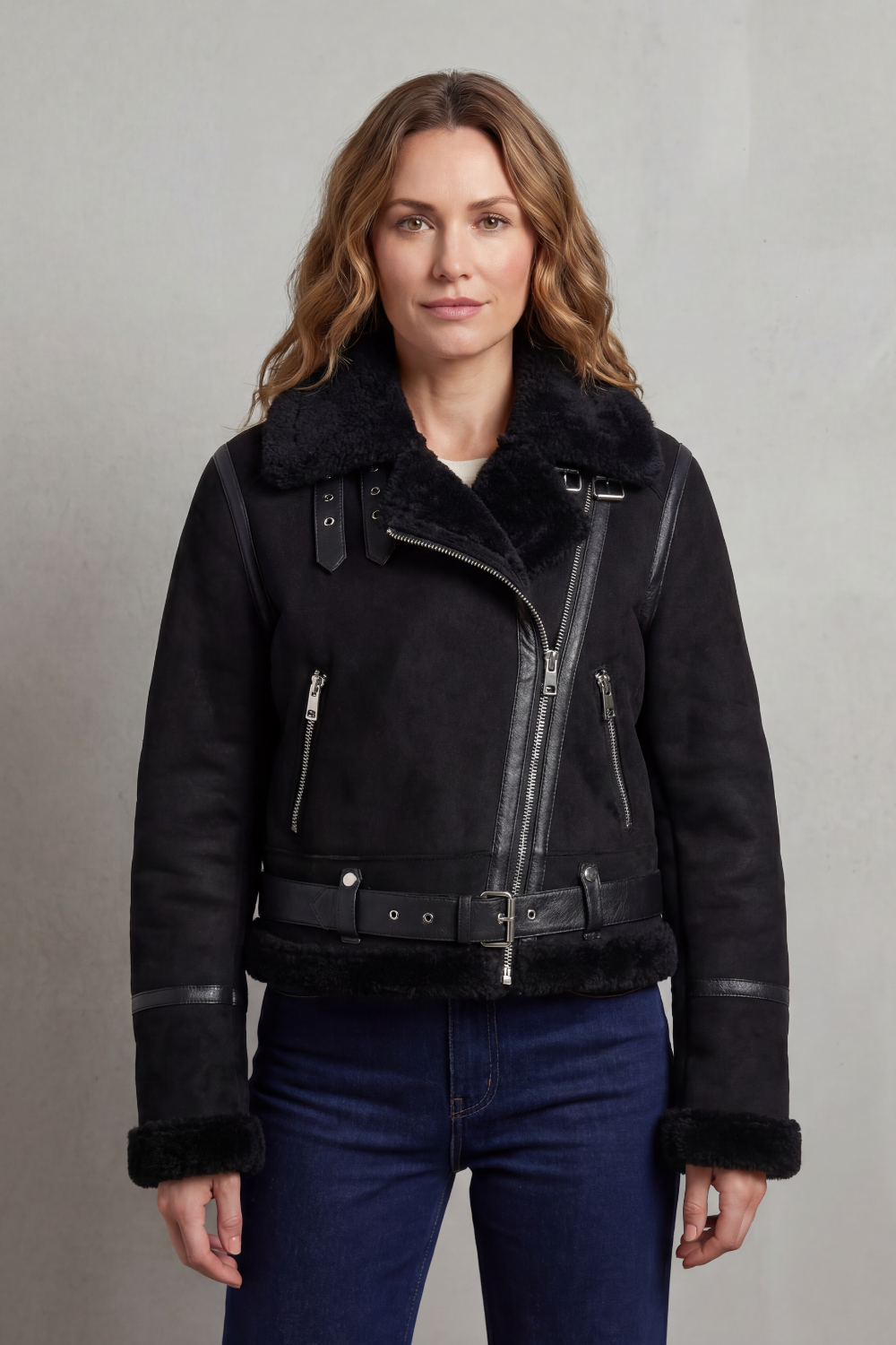 Women's Fleece Aviator Jacket – The Lavendria, view 8
