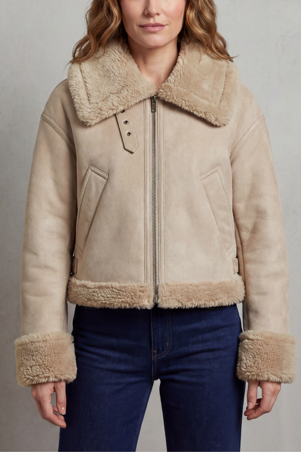 Women's Fleece Aviator Jacket – The Lavendria, view 9