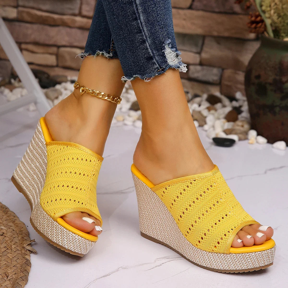 Women's Espadrille Wedge Sandals – Knit | The Fern | Huna