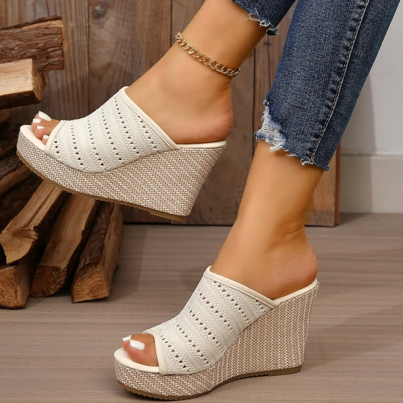 Women's Espadrille Wedge Sandals – Knit | The Fern | Huna