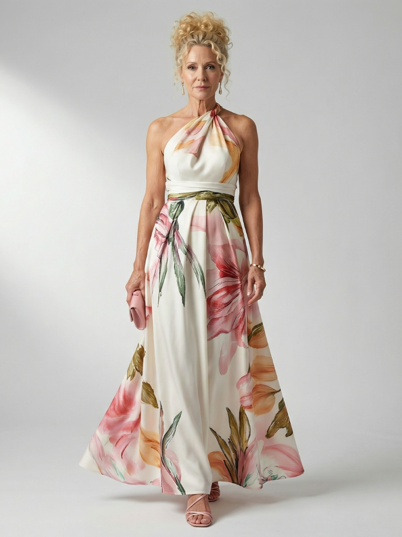 Amiel – Women's Floral Halter Maxi Dress | Huna