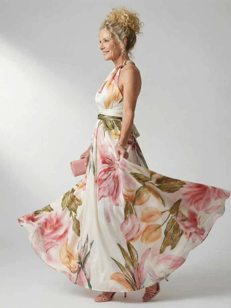 Amiel – Women's Floral Halter Maxi Dress | Huna