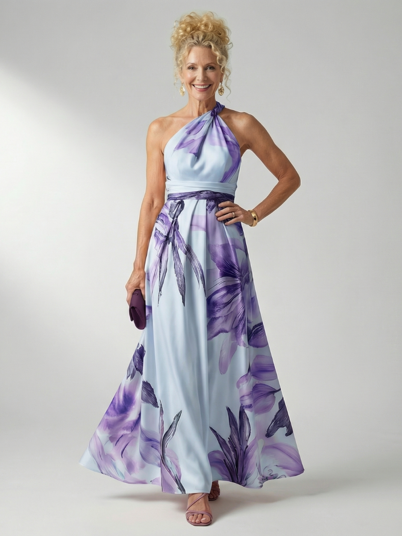 Amiel – Women's Floral Halter Maxi Dress | Huna