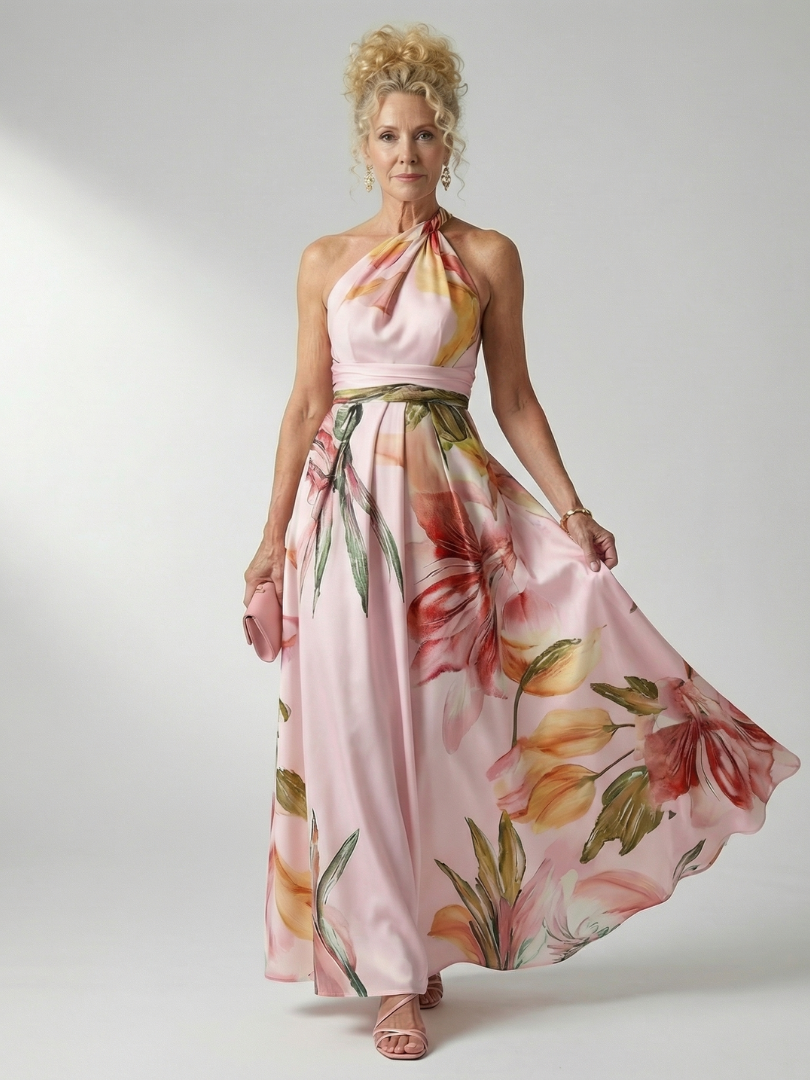 Amiel – Women's Floral Halter Maxi Dress | Huna