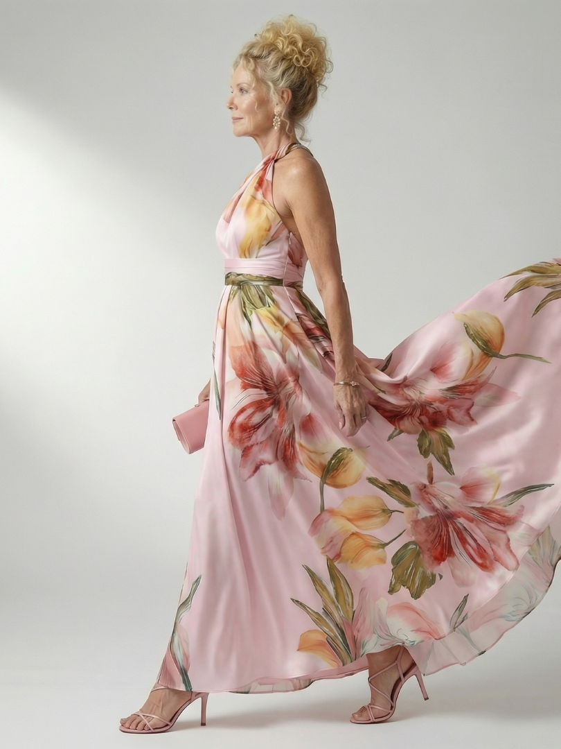 Amiel – Women's Floral Halter Maxi Dress | Huna