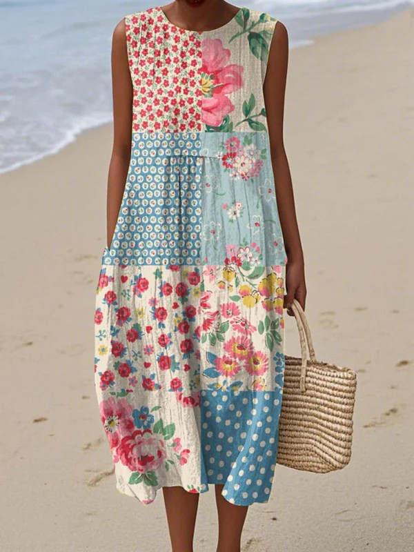 The Anna – Women's Patchwork Midi Dress | Huna