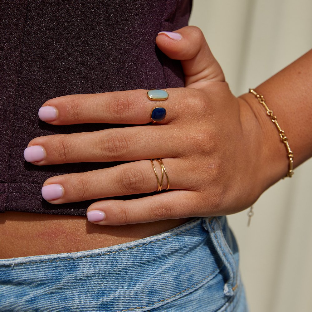 The Aqua – Women's Aquamarine Wrap Ring | Huna Signatures