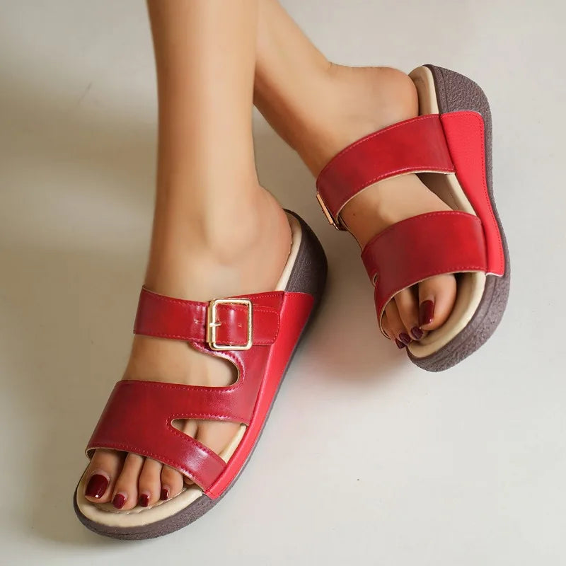 Women's Designer Sandals – Platform Buckle | The Aria | Huna