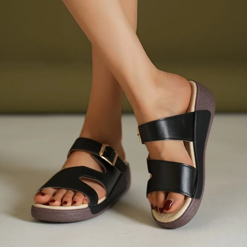 Women's Designer Sandals – Platform Buckle | The Aria | Huna