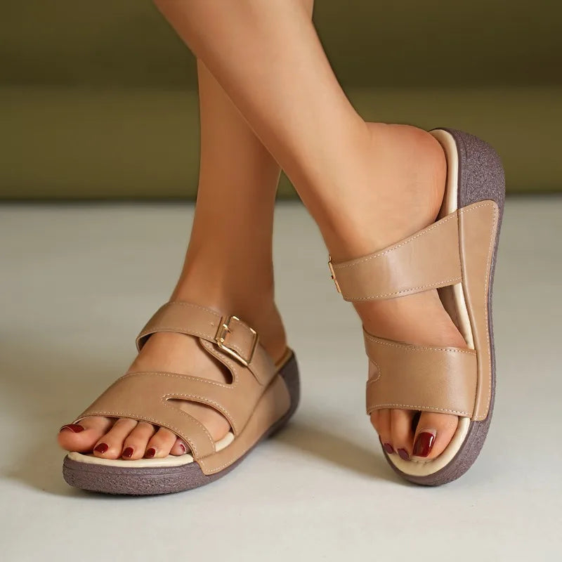 Women's Designer Sandals – Platform Buckle | The Aria | Huna