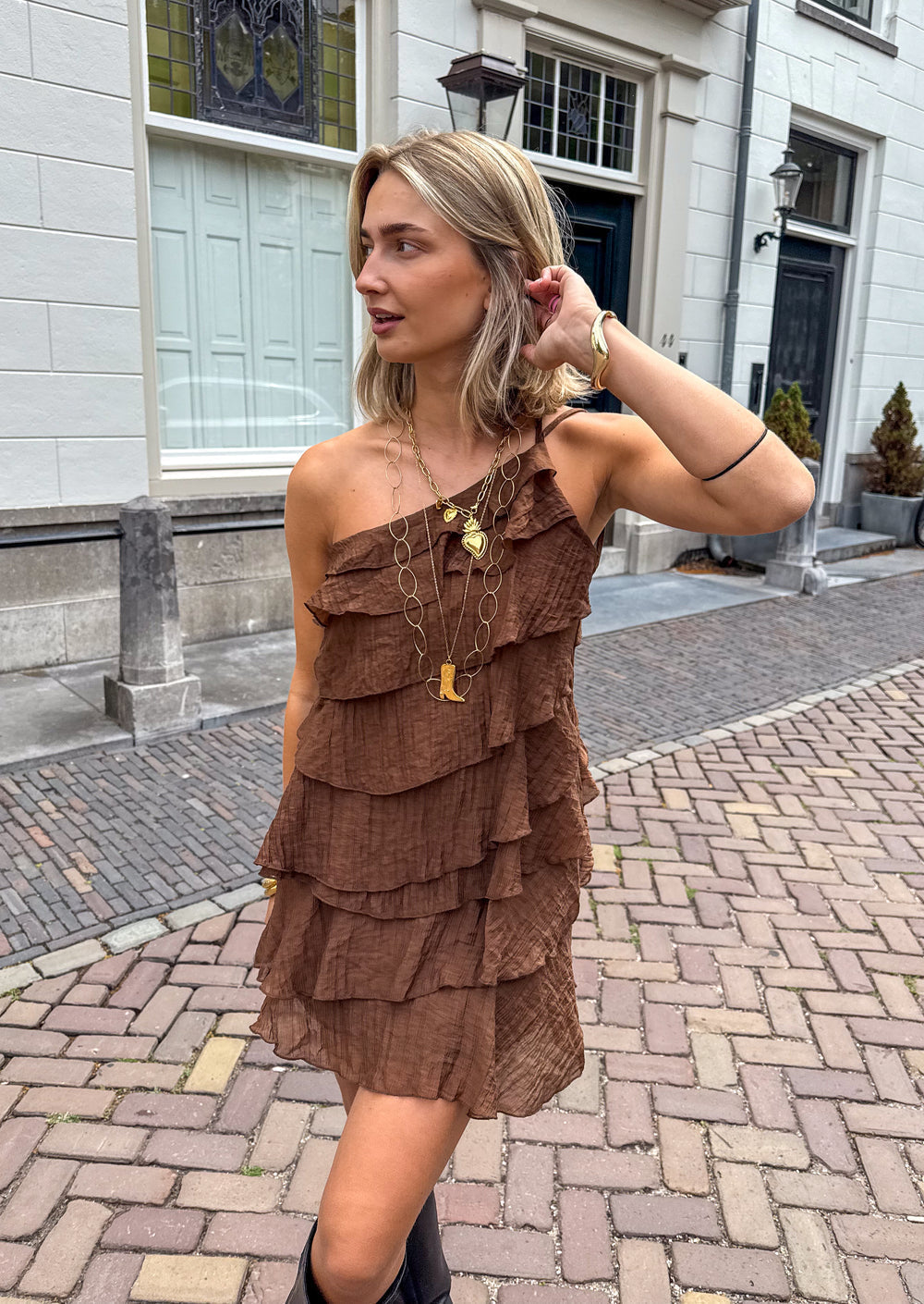 The Piper – Women's Asymmetric Ruffle Mini Dress – Huna