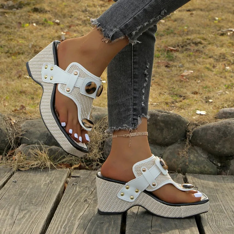 Women's Raffia Wedge Sandals – Tortoiseshell | The Bexley | Huna