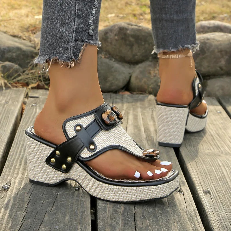 Women's Raffia Wedge Sandals – Tortoiseshell | The Bexley | Huna