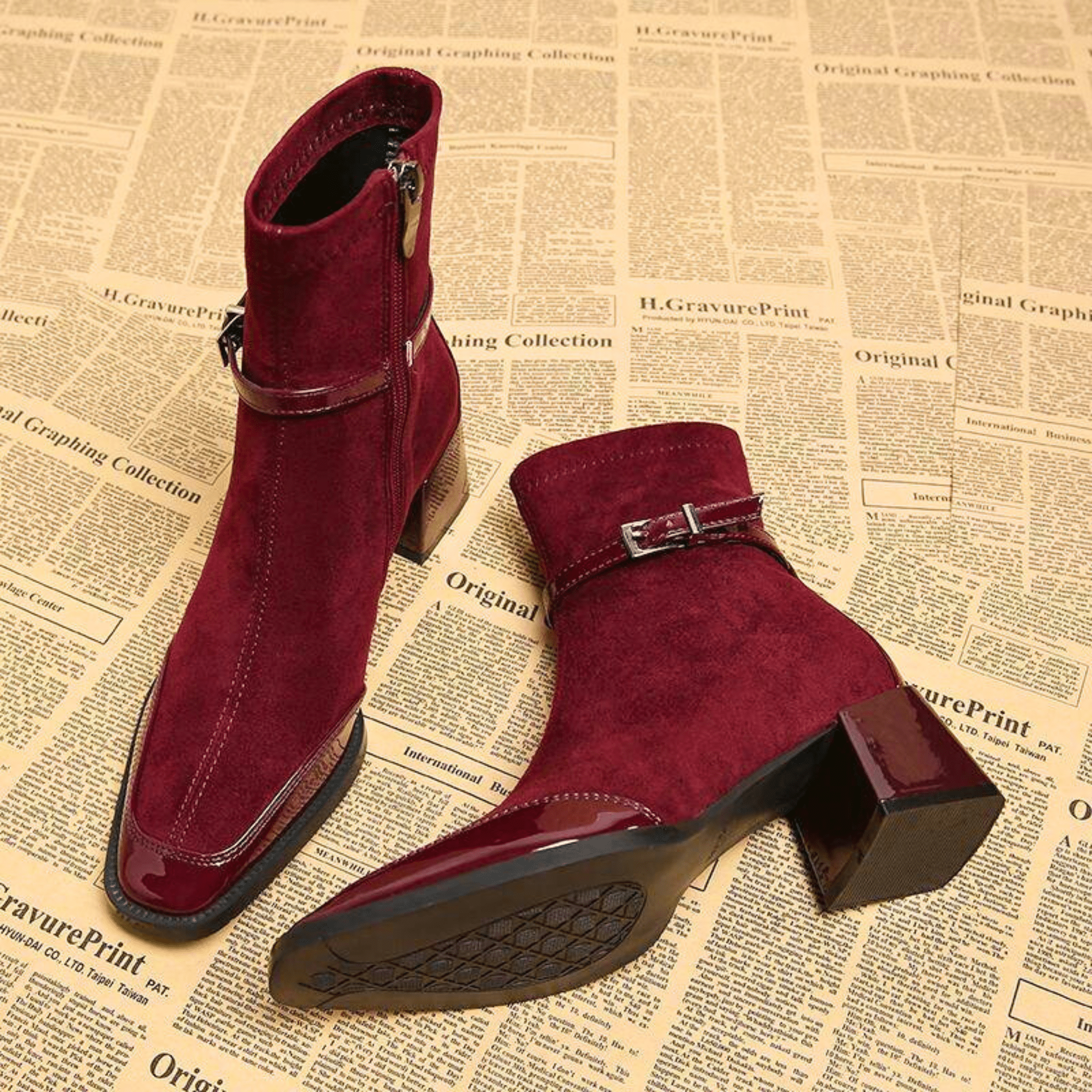 Women's Suede Block Heel Ankle Boots – The Avenoir | Huna
