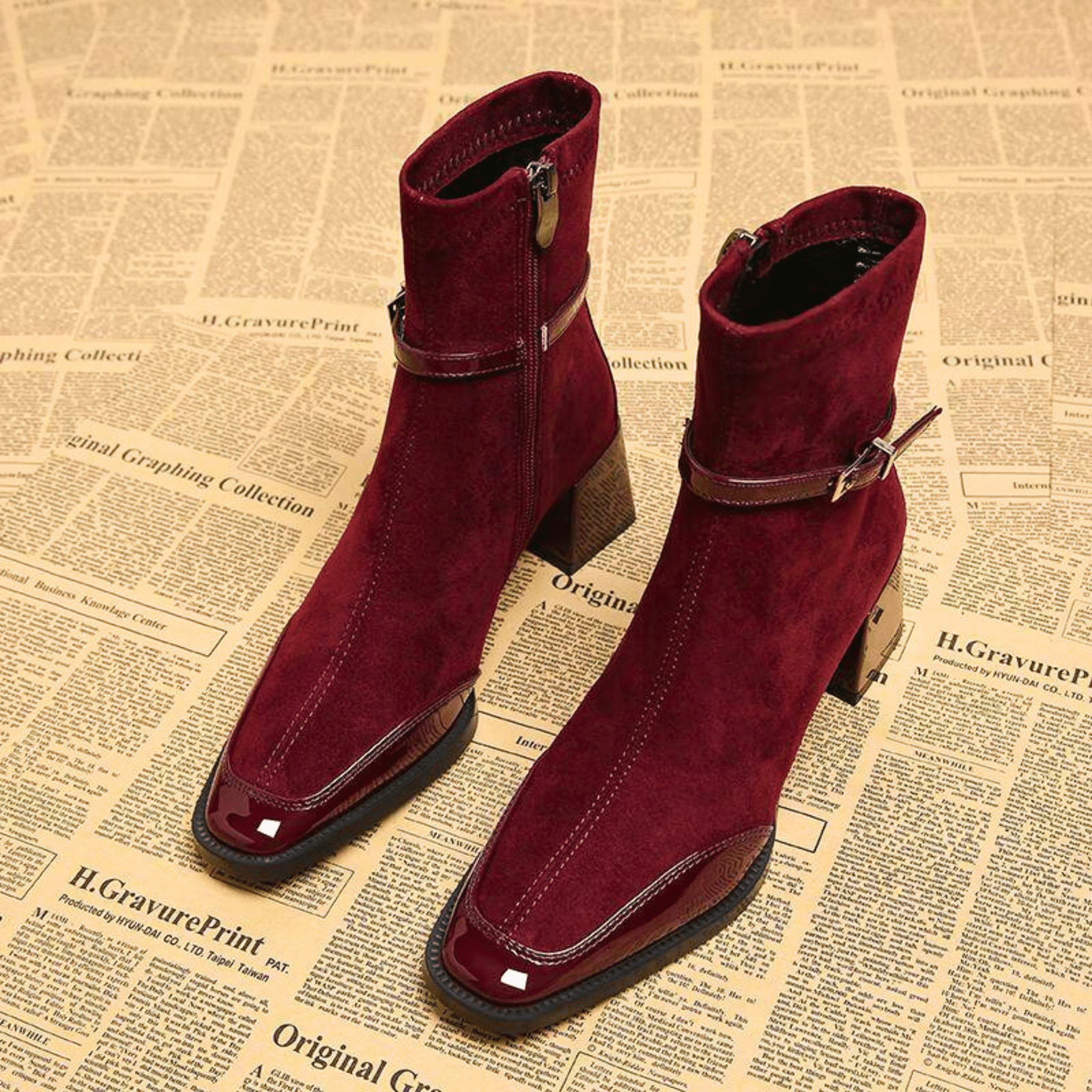 Women's Suede Block Heel Ankle Boots – The Avenoir | Huna