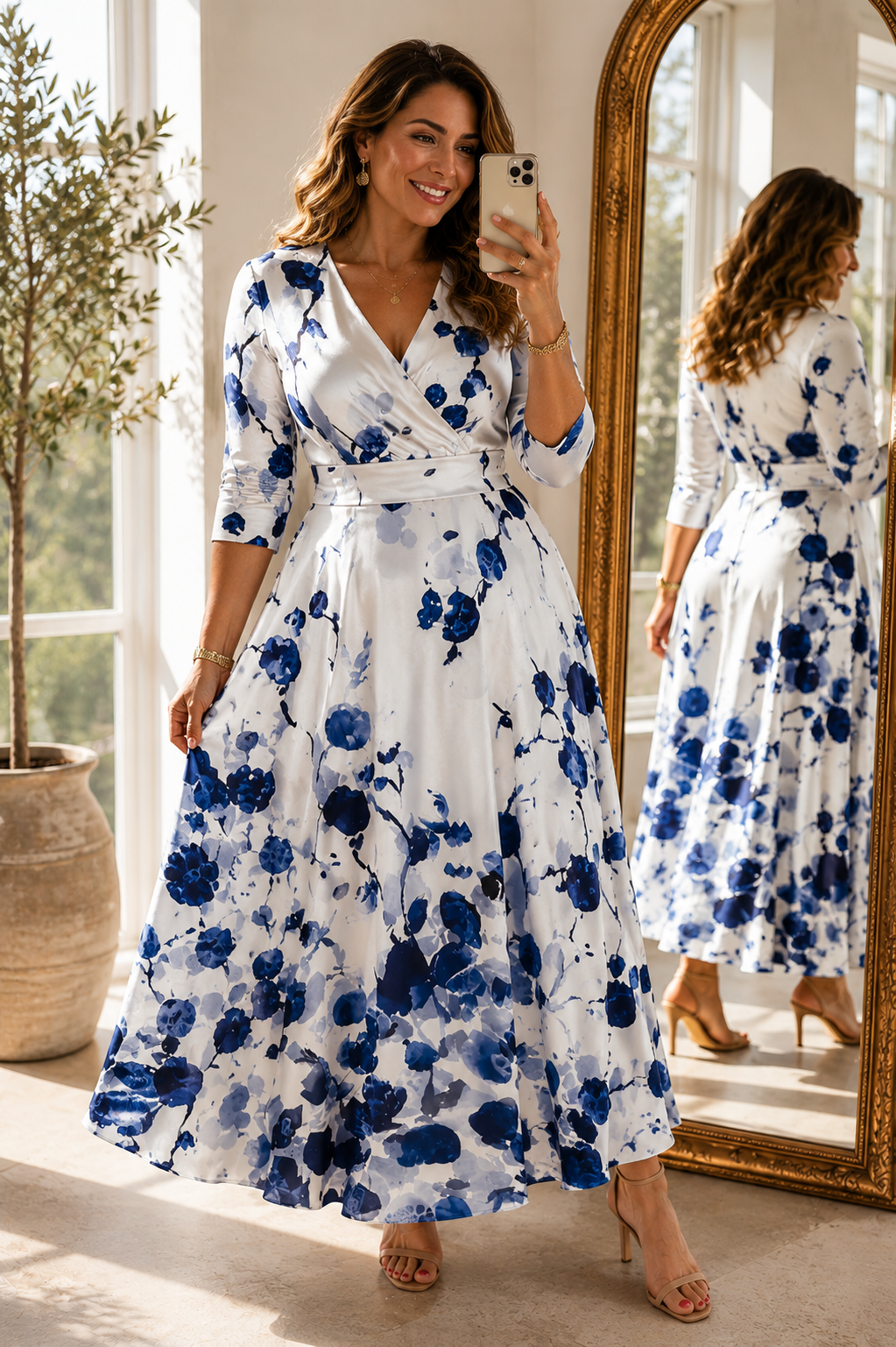 The Margot – Women's Floral Midi Dress – Huna