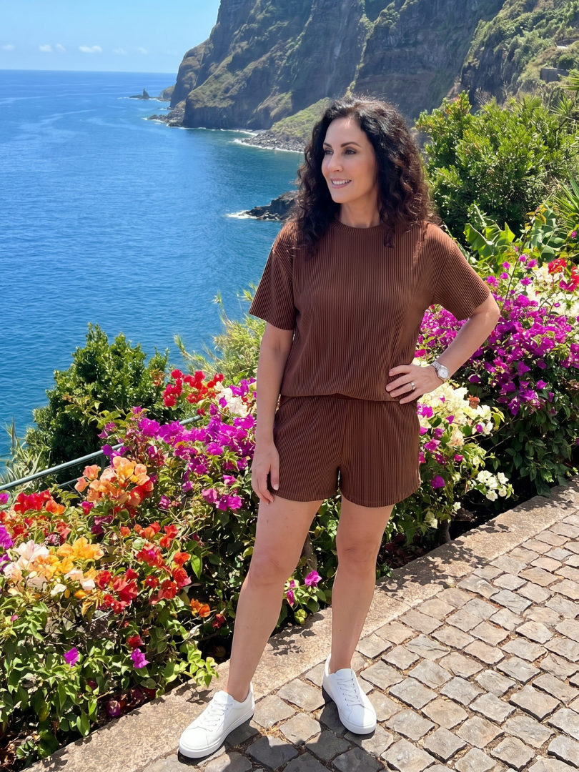 Women's Crew Neck Top & Shorts Set – Relaxed Co-ord | The Bella | Huna
