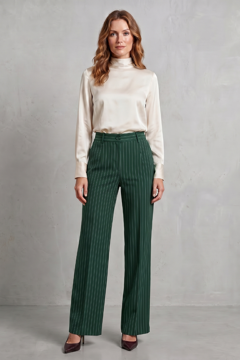 Women's Pinstripe Wide Leg Trousers – The Sapphirine, view 16