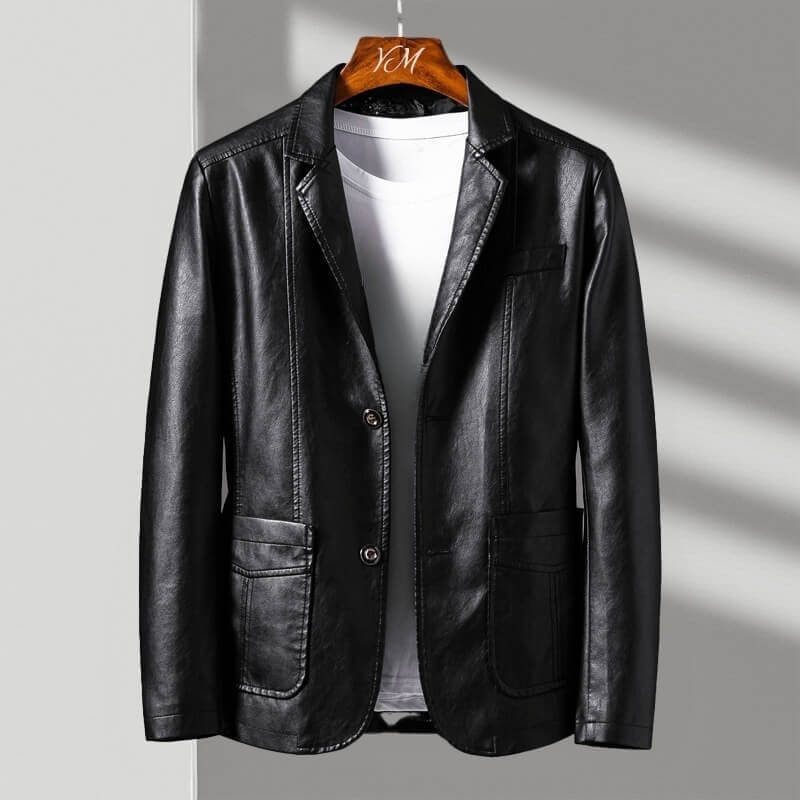 Men's leather look biker jacket – The Bramwell by Huna – product view 5